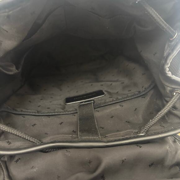 Michael Kors MK Black Nylon Leather Cooper Backpack Logo Patch Buckle Flap Bag main image 15